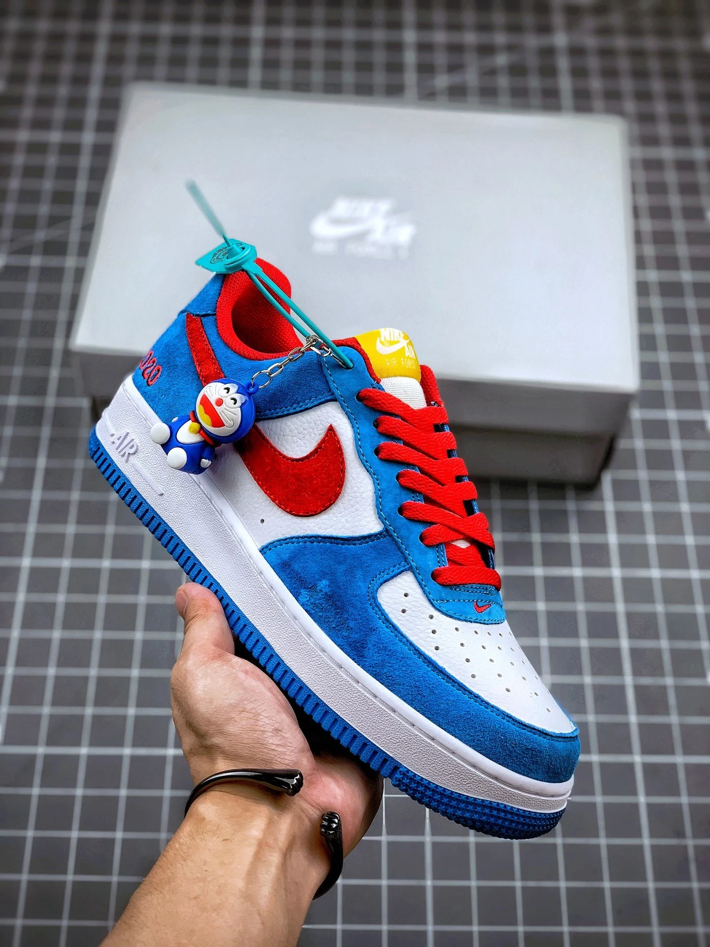 Nike Air Force 1 Doraemon Light Photo Blue Speed Yellow-University Red For Sale