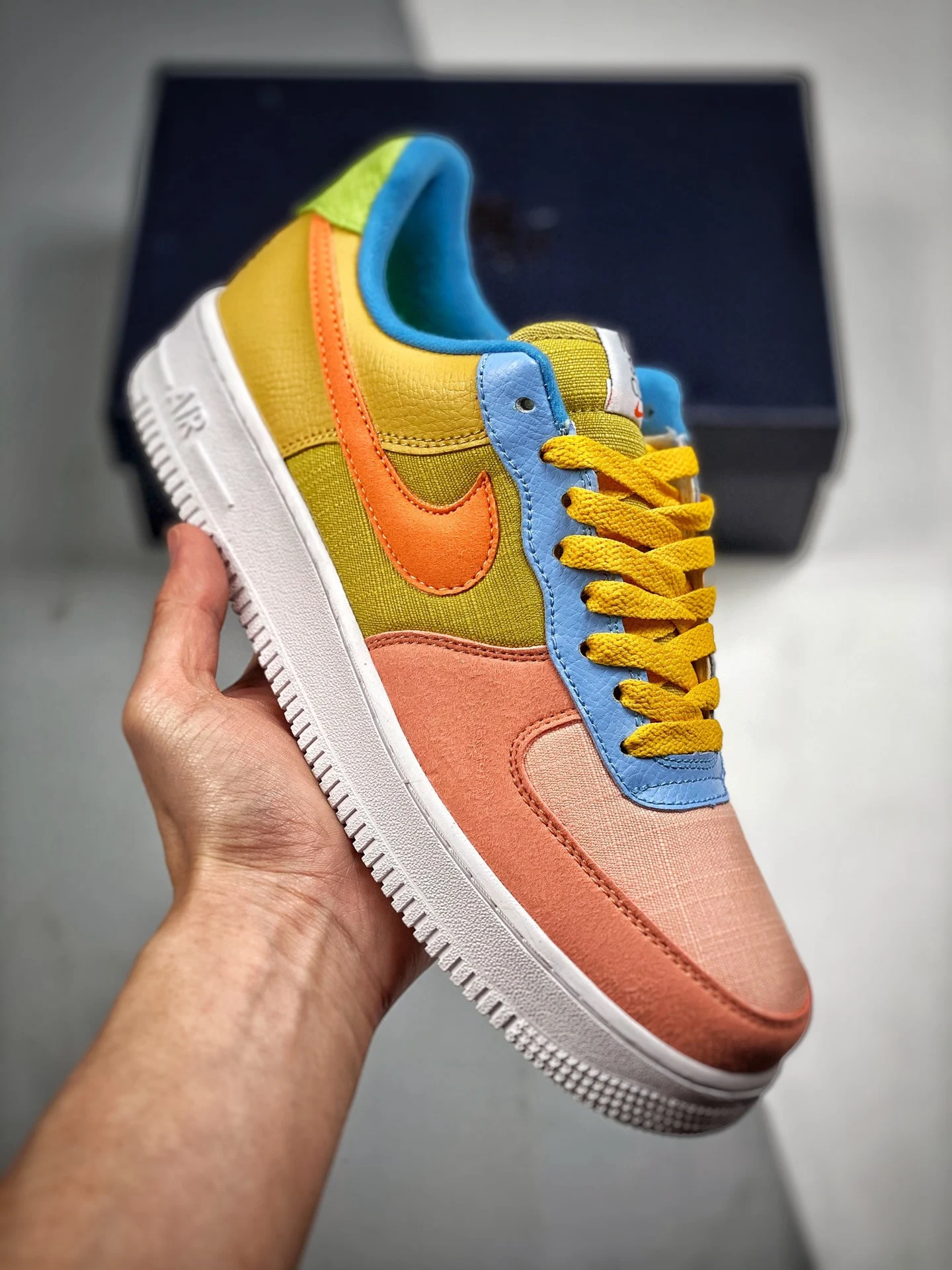Nike Air Force 1 Sun Club Pink Olive-Blue DQ4531-700 For Sale