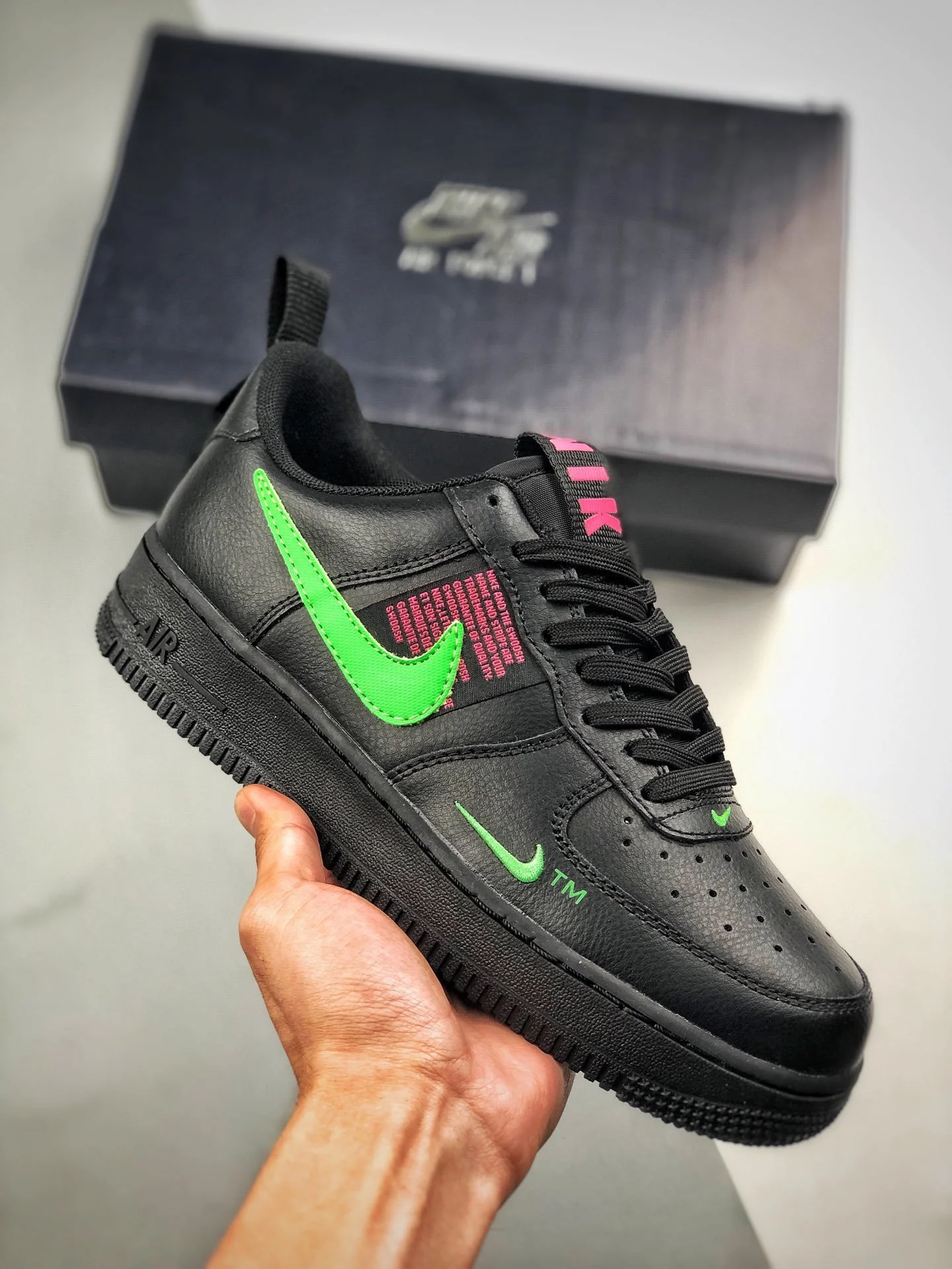 Nike Air Force 1 LV8 UL Black Hyper Pink-Scream Green