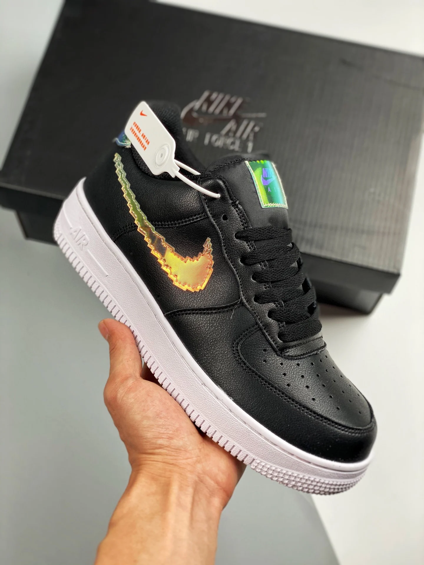 Nike Air Force 1 Low Iridescent Pixel Black Multi-Color-White For Sale