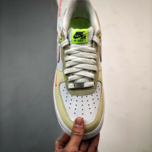 Nike Air Force 1 Low Just Stitch It White Tan Neon FB1852-111 For Sale