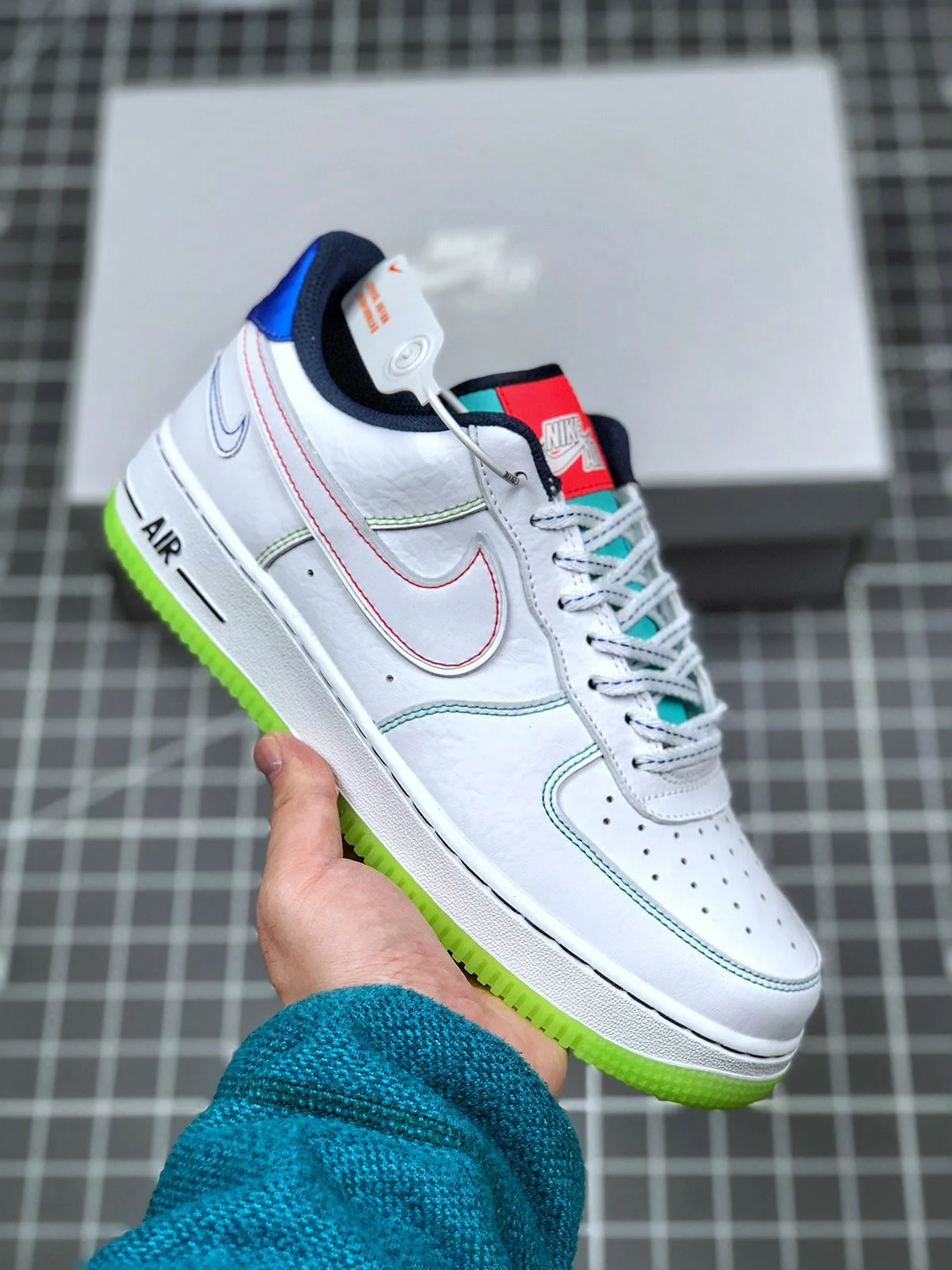 Nike Air Force 1 Low Outside The Lines White Racer Blue-Aurora Green For Sale