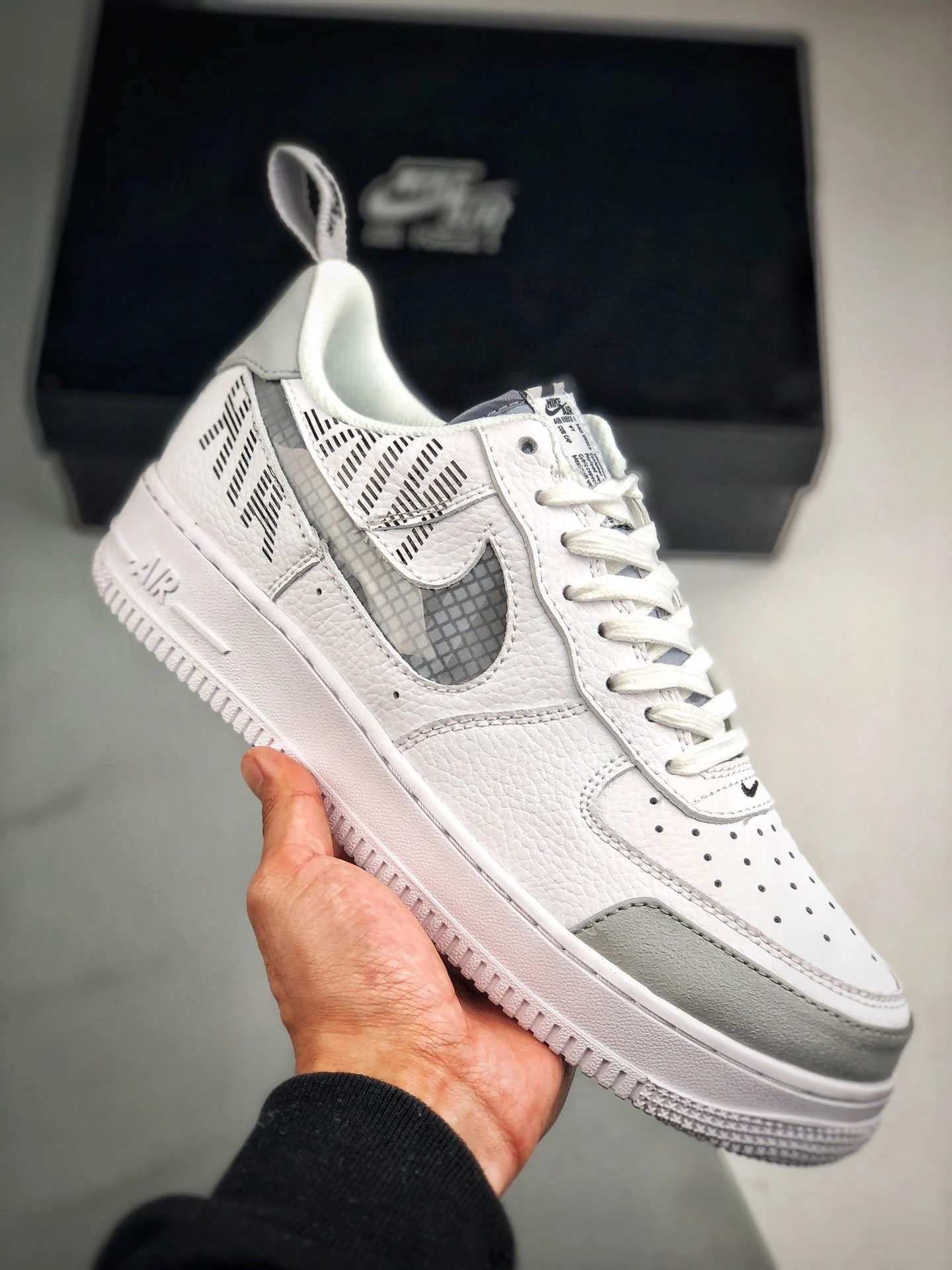 Nike Air Force 1 Low Under Constructioan White Wolf Grey-Black For Sale