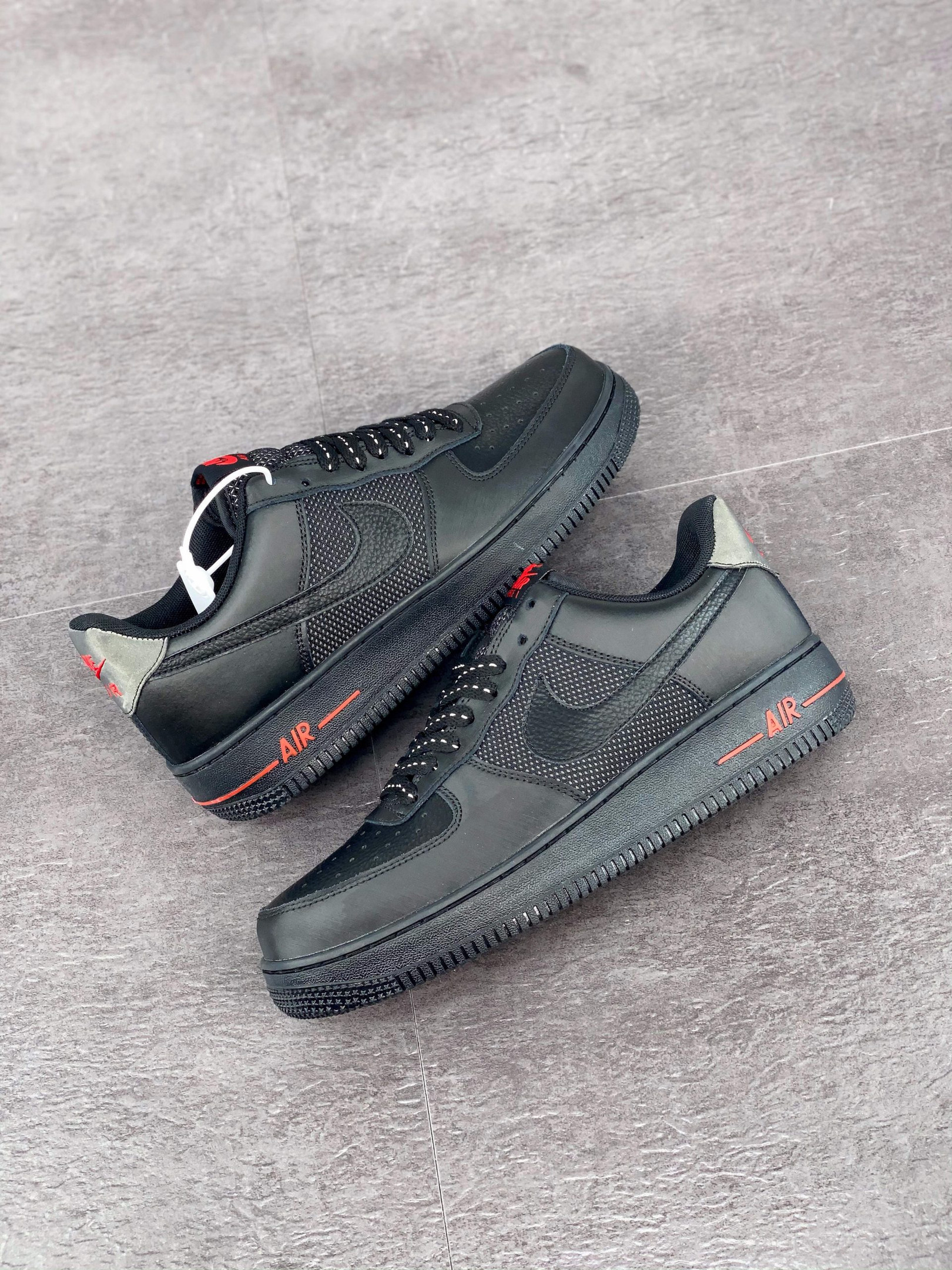 Nike Air Force 1 Low Black Red with Reflective Accents