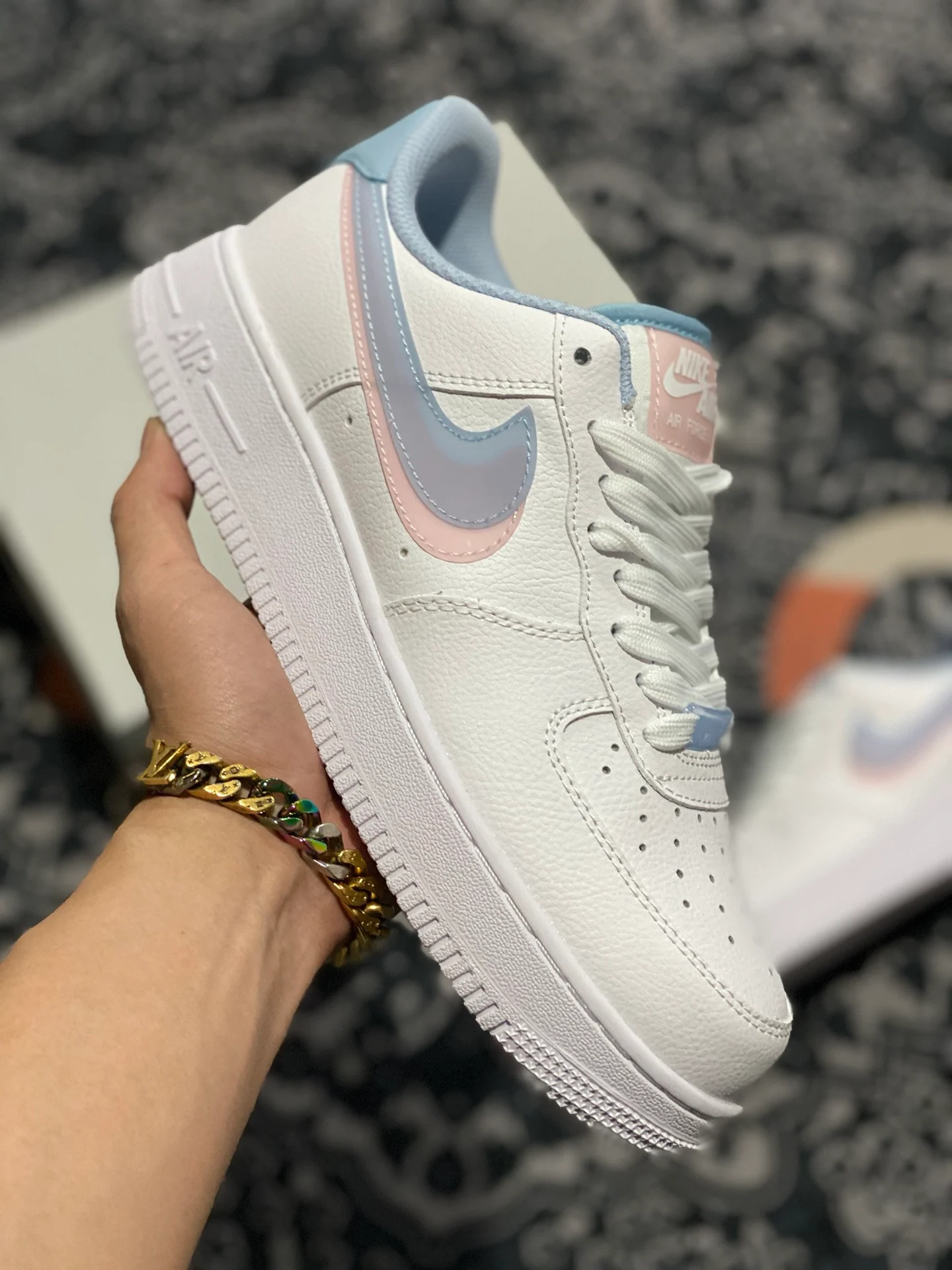 Nike Air Force 1 Low Double Swoosh White Light Armory Blue-Arctic Punch For Sale