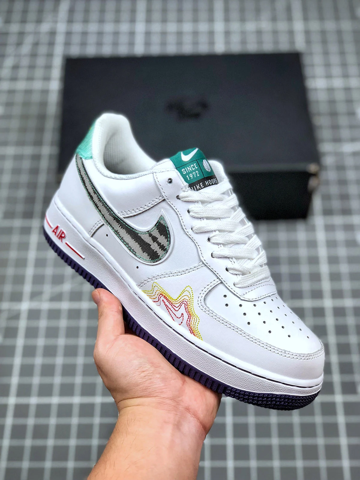 Nike Air Force 1 Low Hoops White Green Purple For Sale