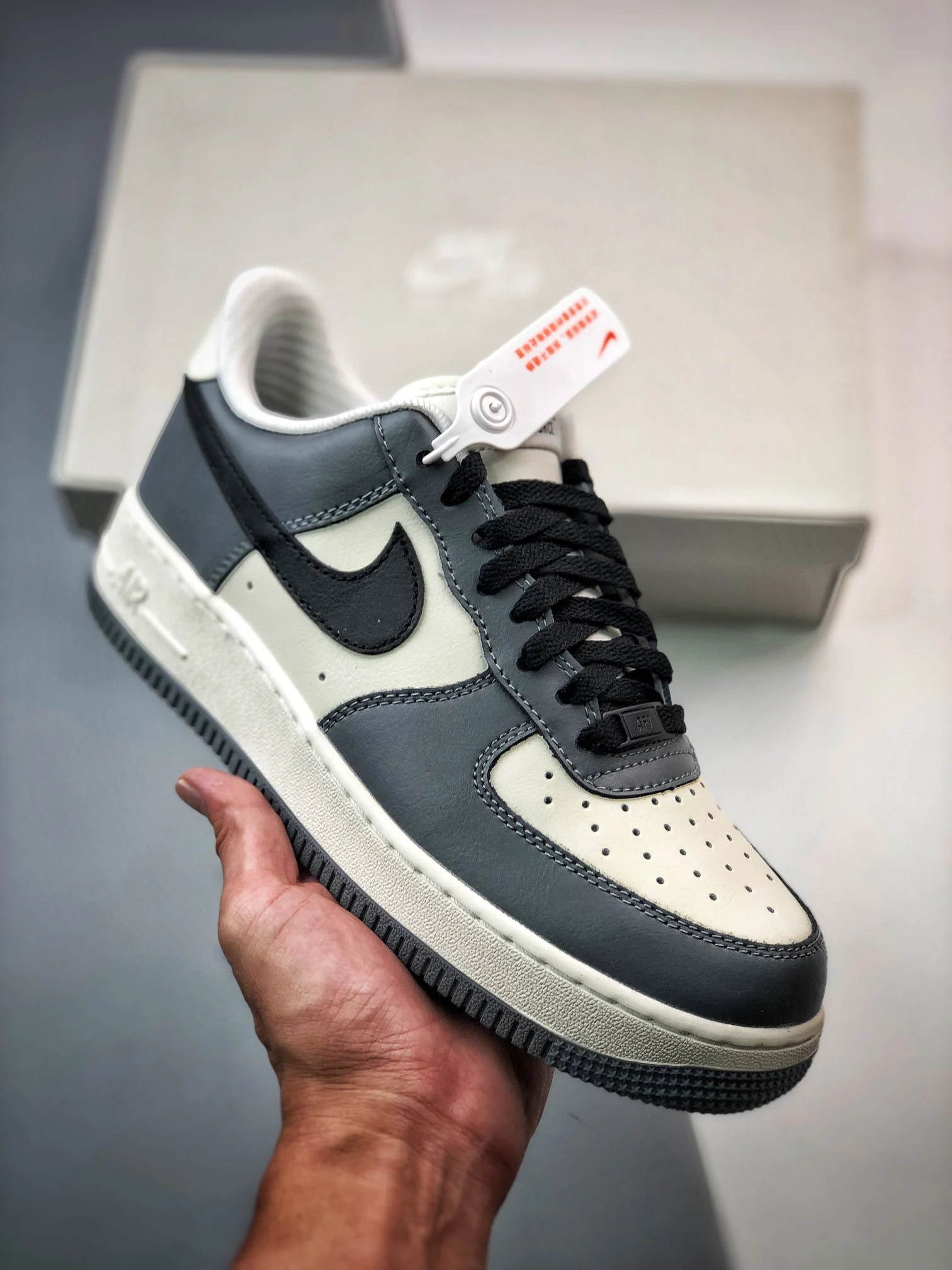 Nike Air Force 1 Low Sail Grey Black FD9063-100 For Sale