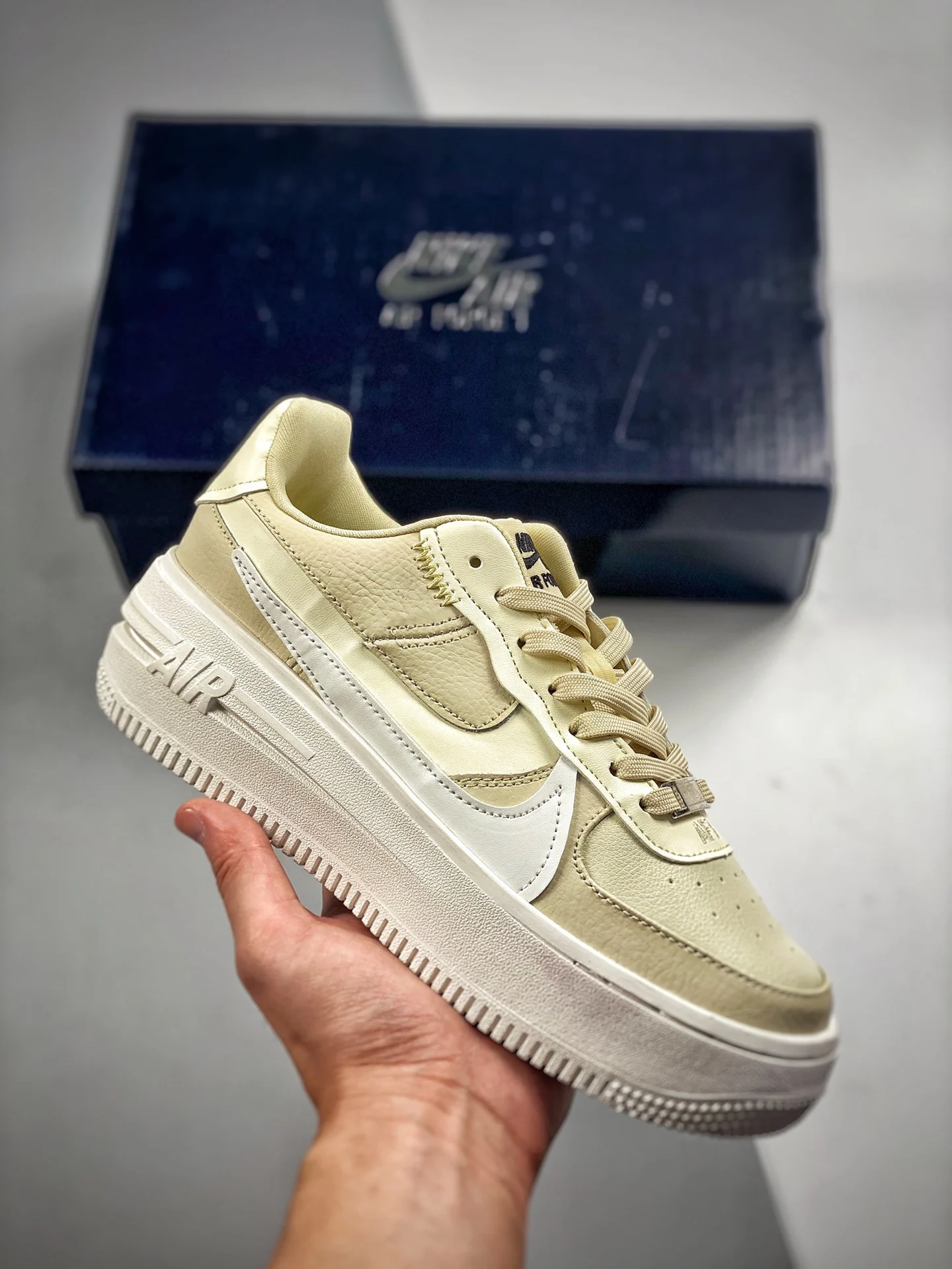 Nike Air Force 1 PLT.AF.ORM Fossil Summit White-Black For Sale