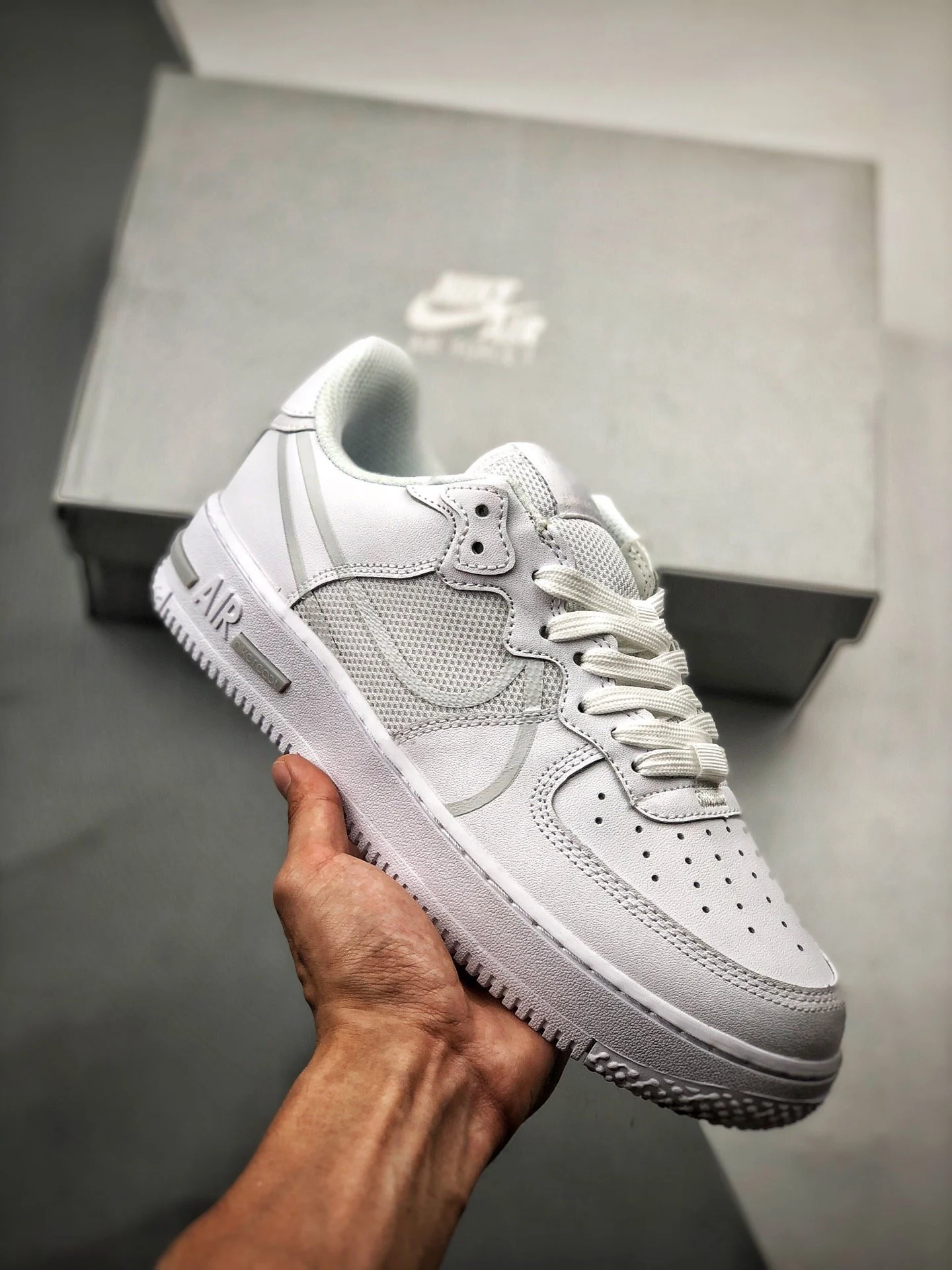 Nike Air Force 1 React DMSX in White Pure Platinum For Sale