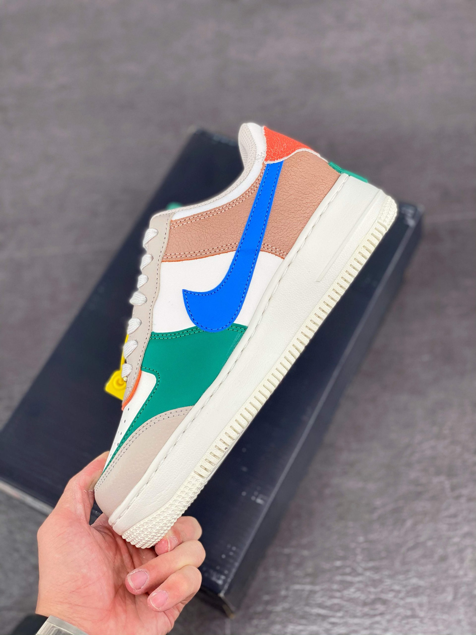 Nike Air Force 1 Shadow First Use White Green-Blue-Orange For Sale
