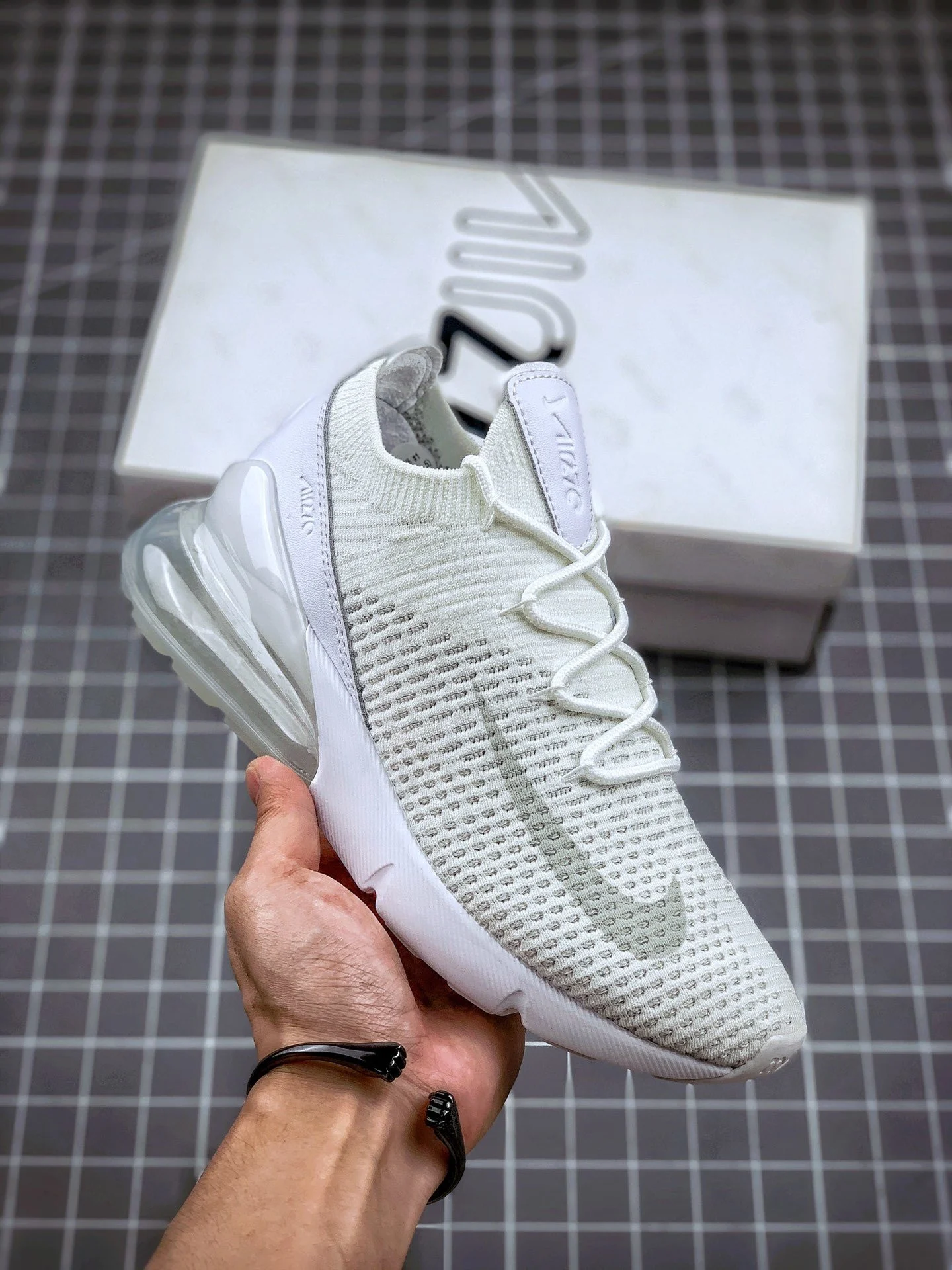 Nike Air Max 270 Flyknit Triple White AO1023-102 For Sale