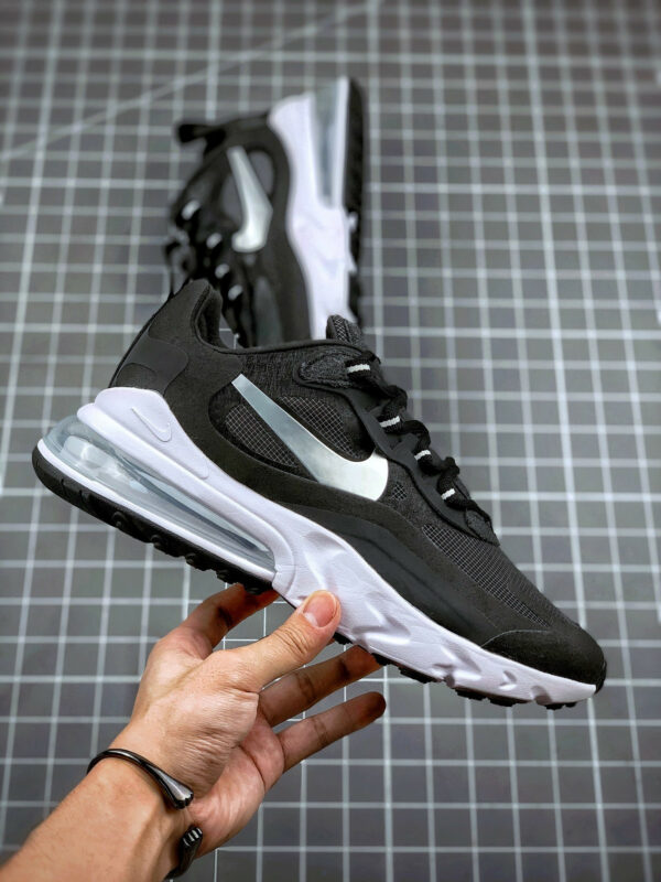 Nike Air Max 270 React Black Metallic SilverWhite For Sale