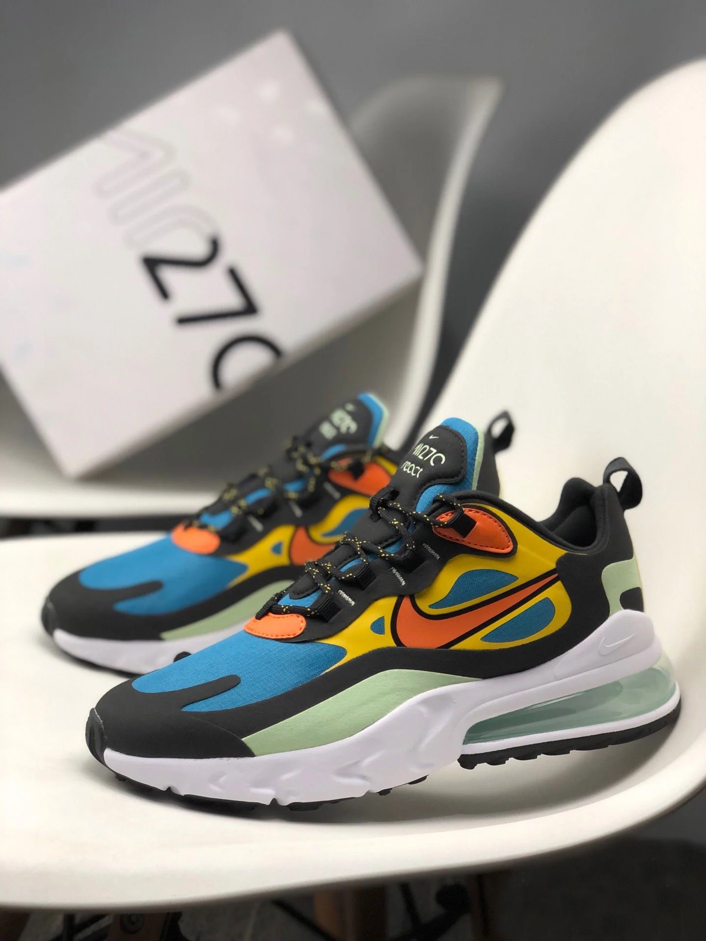 Nike Air Max 270 React Green Abyss Black-Laser Orange-Starfish For Sale