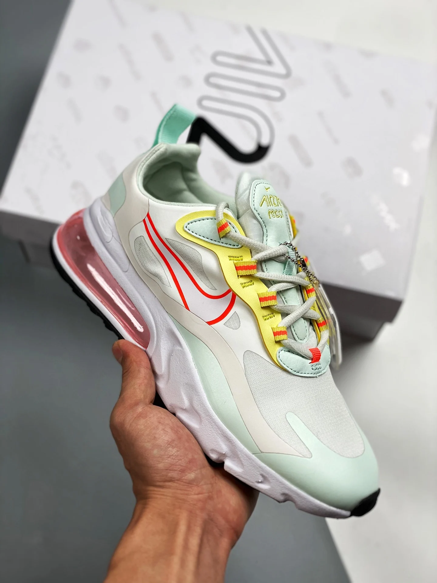 Nike Air Max 270 React Pale Ivory Barely Green Light Zitron White For Sale