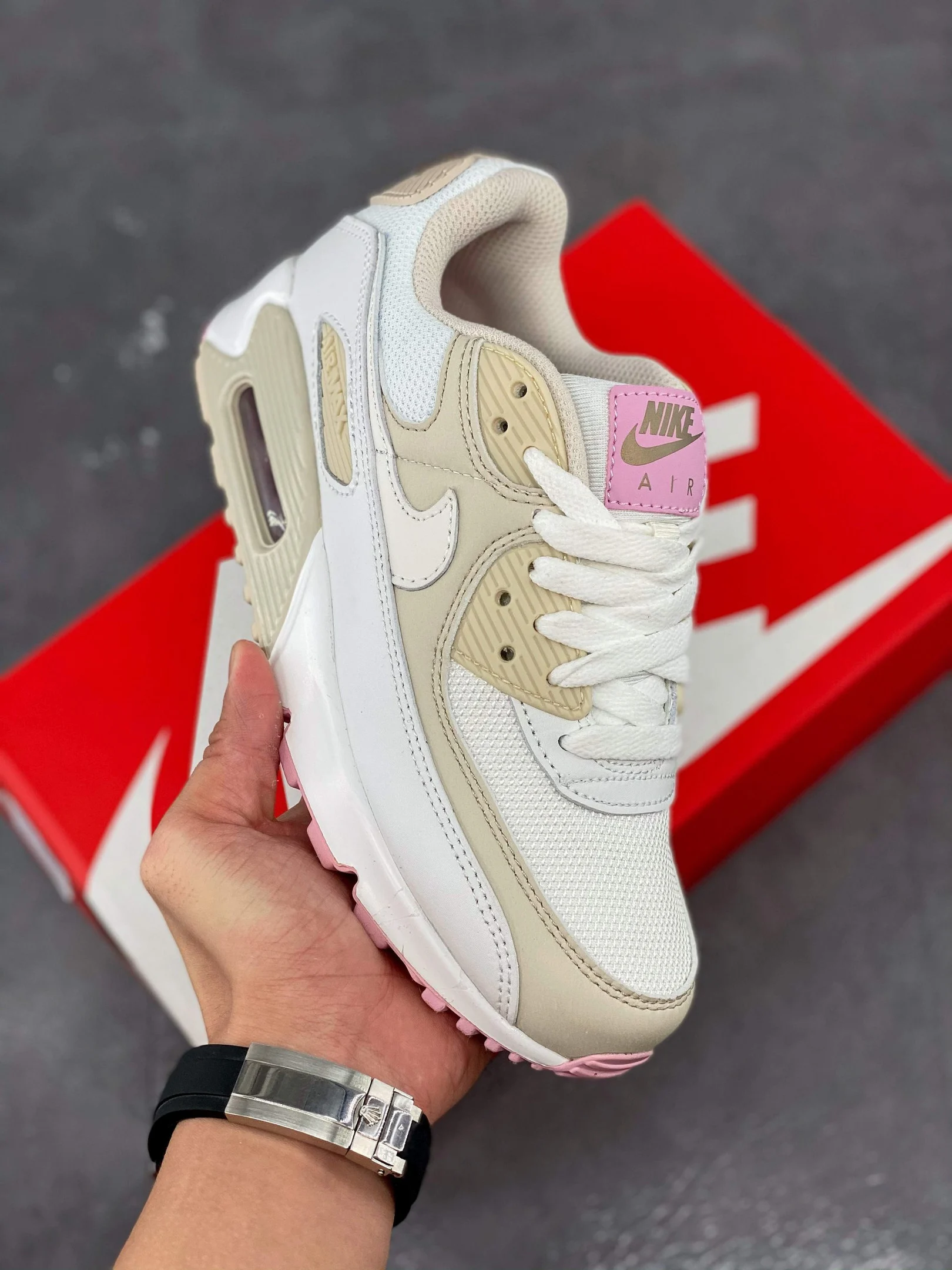 Nike Air Max 90 White Metallic Red Bronze Light Orewood Brown For Sale