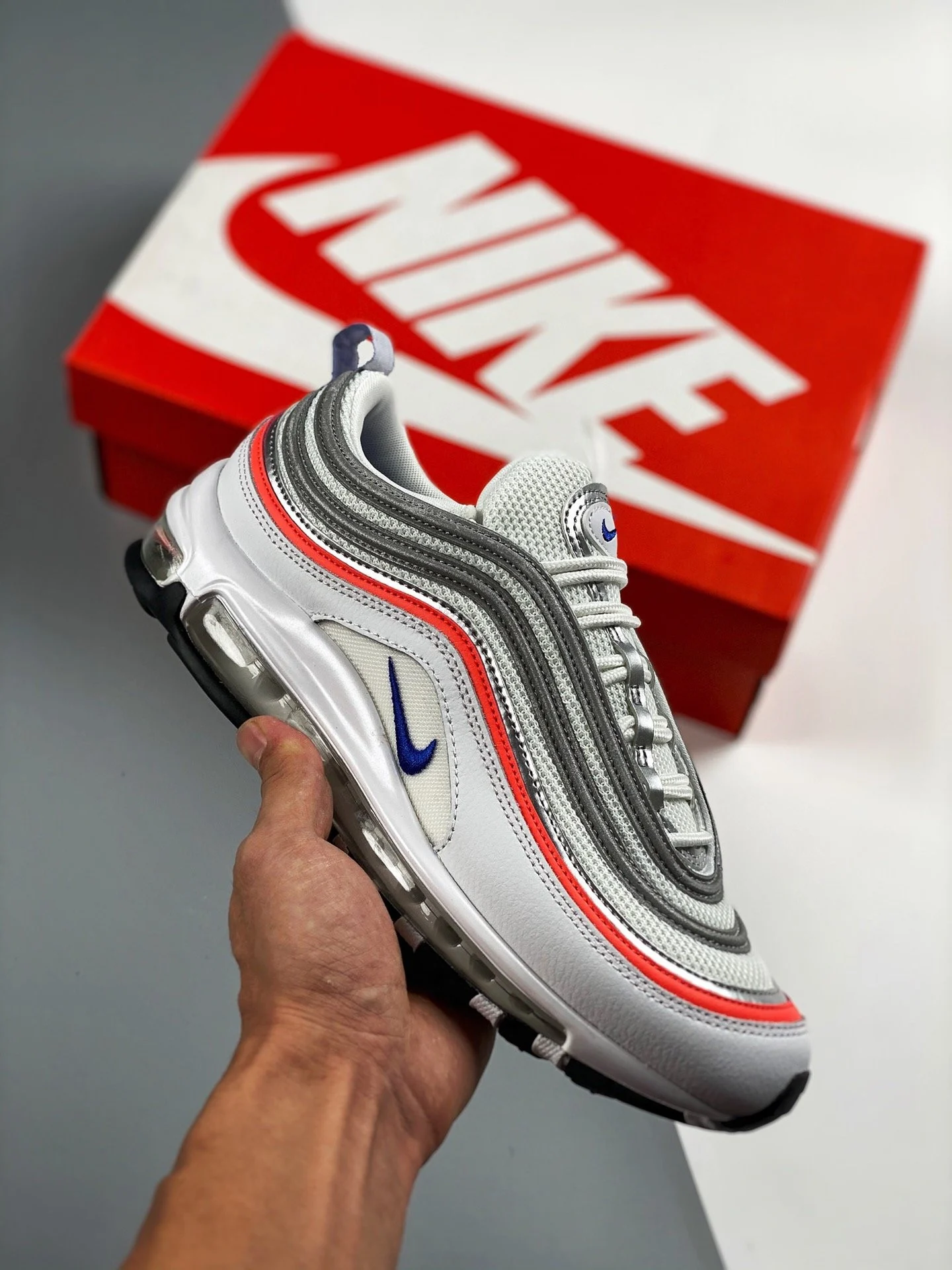 Nike Air Max 97 Silver Racer Blue Red CZ6087-101 For Sale