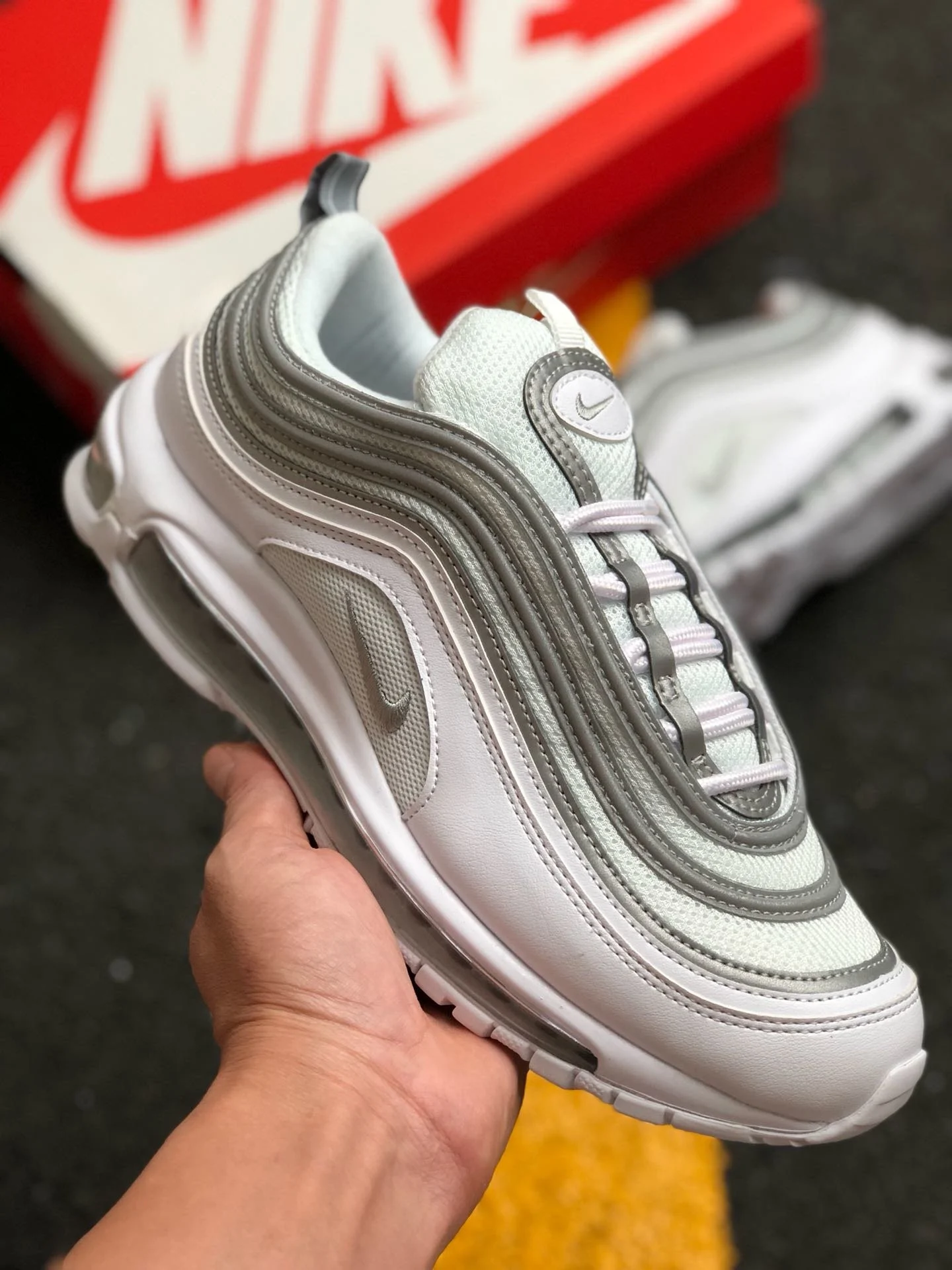 Nike Air Max 97 White Reflect Silver-Wolf Grey 921826-105 On Sale