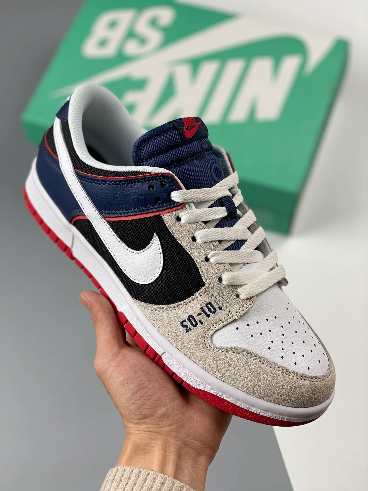 Nike Dunk Low 01-03 White Grey-Dark Blue For Sale