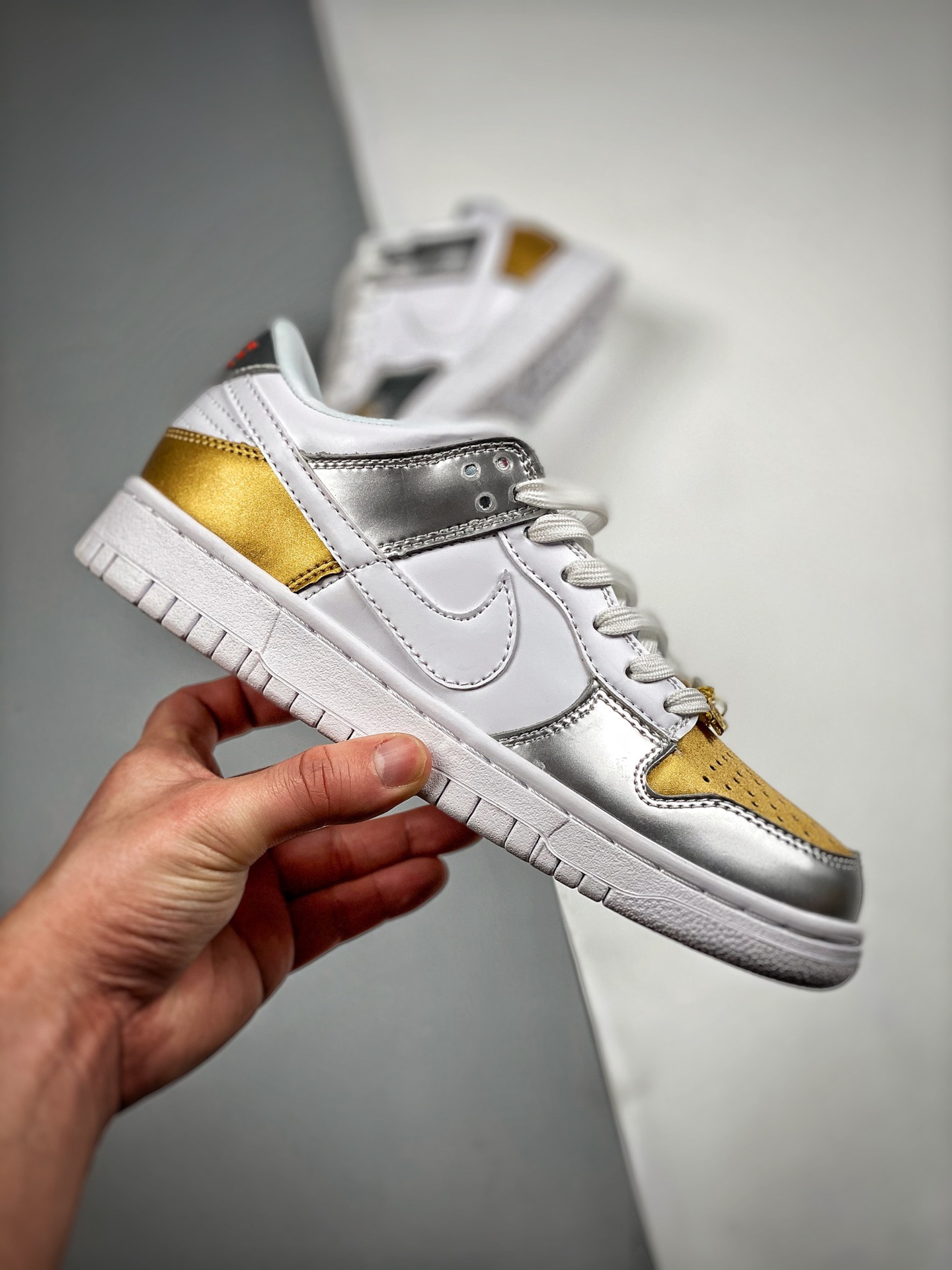 Nike Dunk Low Metallic Gold Silver-University Red-White For Sale