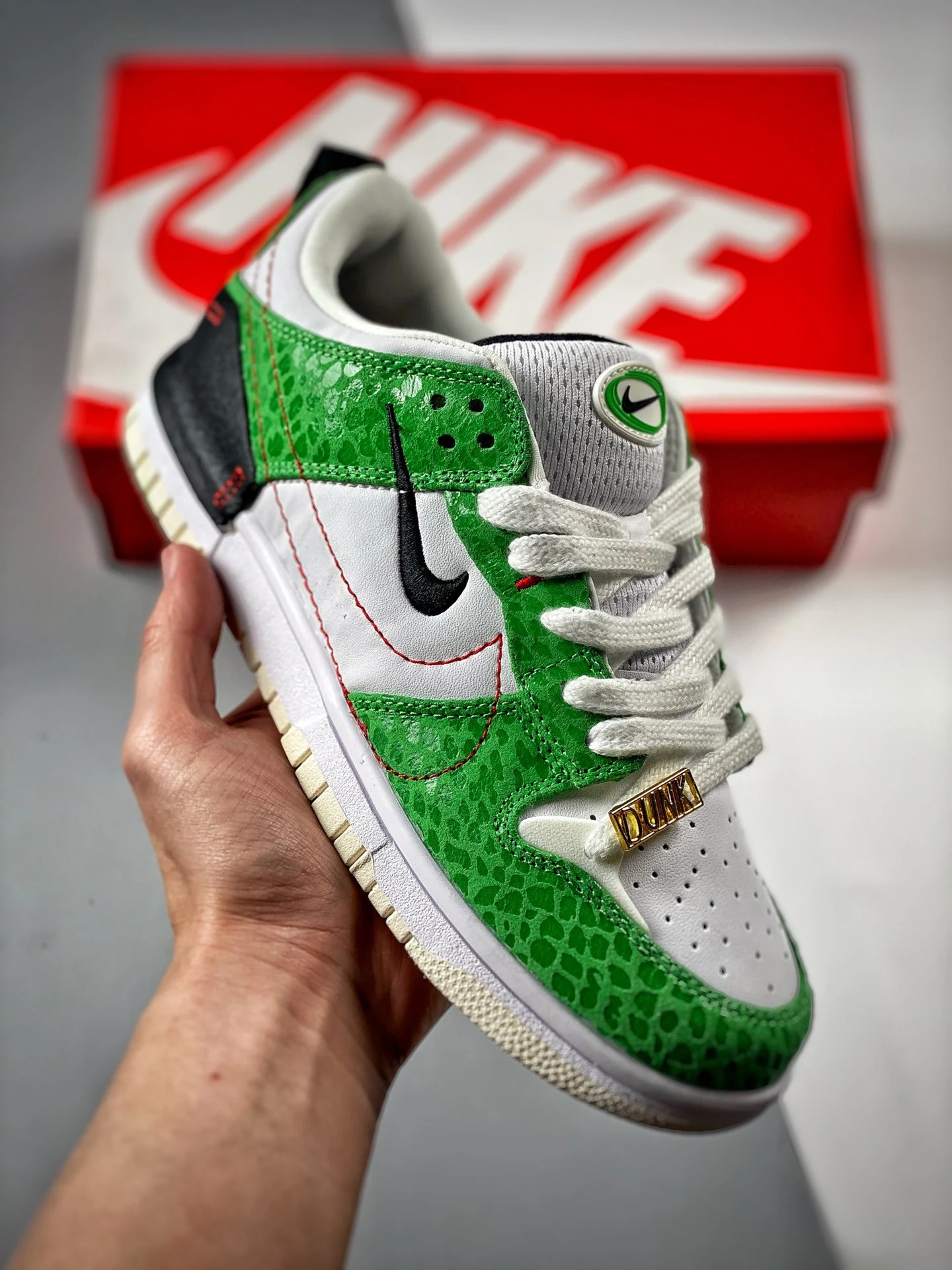 Nike Dunk Low Disrupt 2 Just Do It White Green-Red-Black For Sale