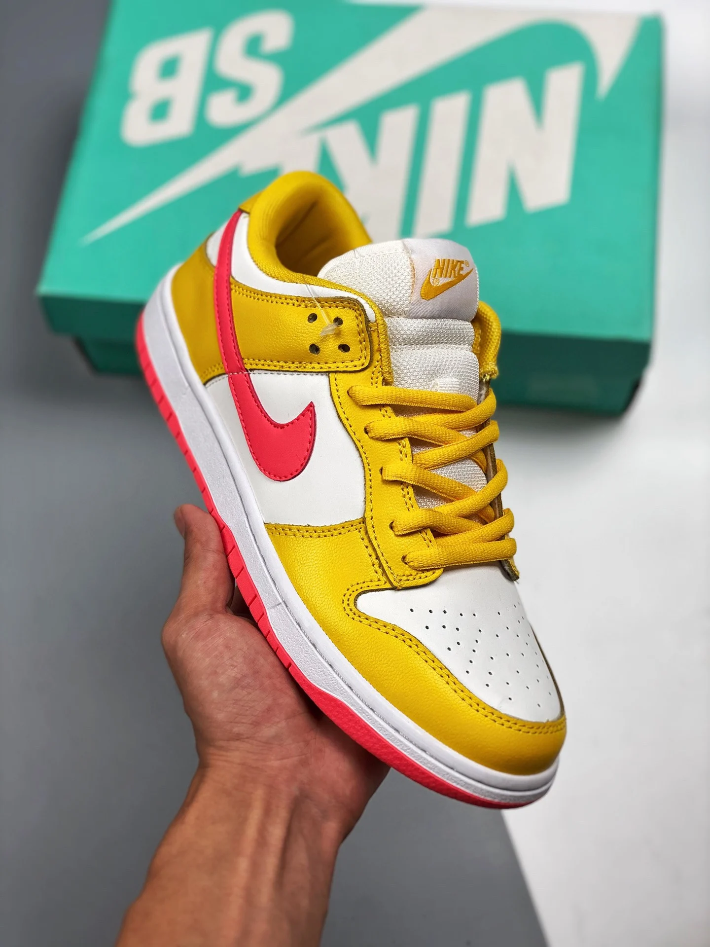 Nike Dunk Low White Yellow-Red For Sale