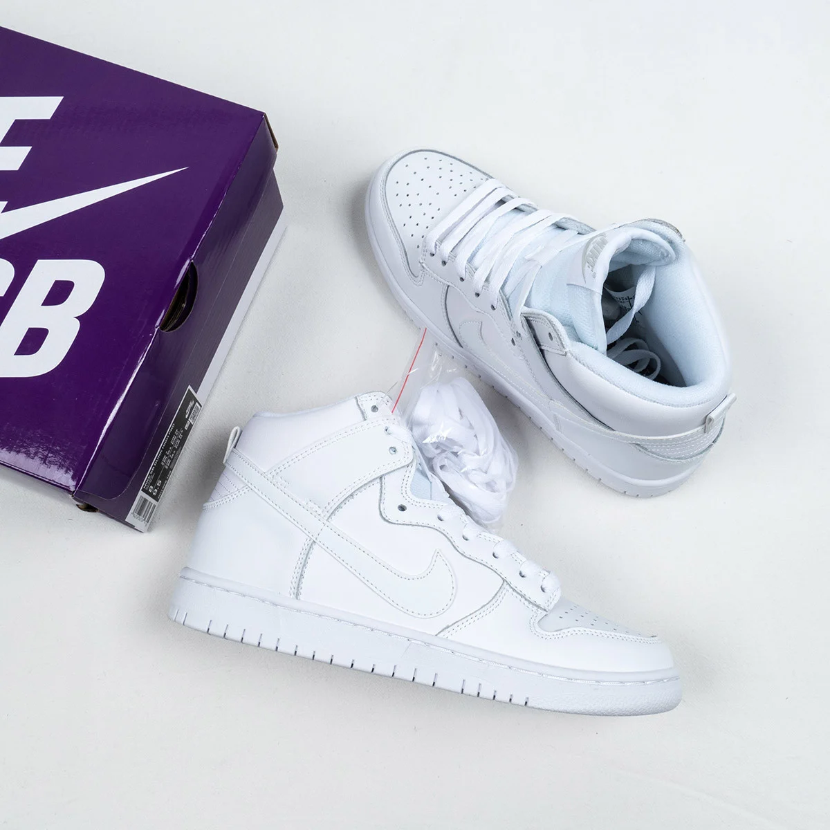 Nike SB Dunk High Pro White White-Light Base Grey For Sale