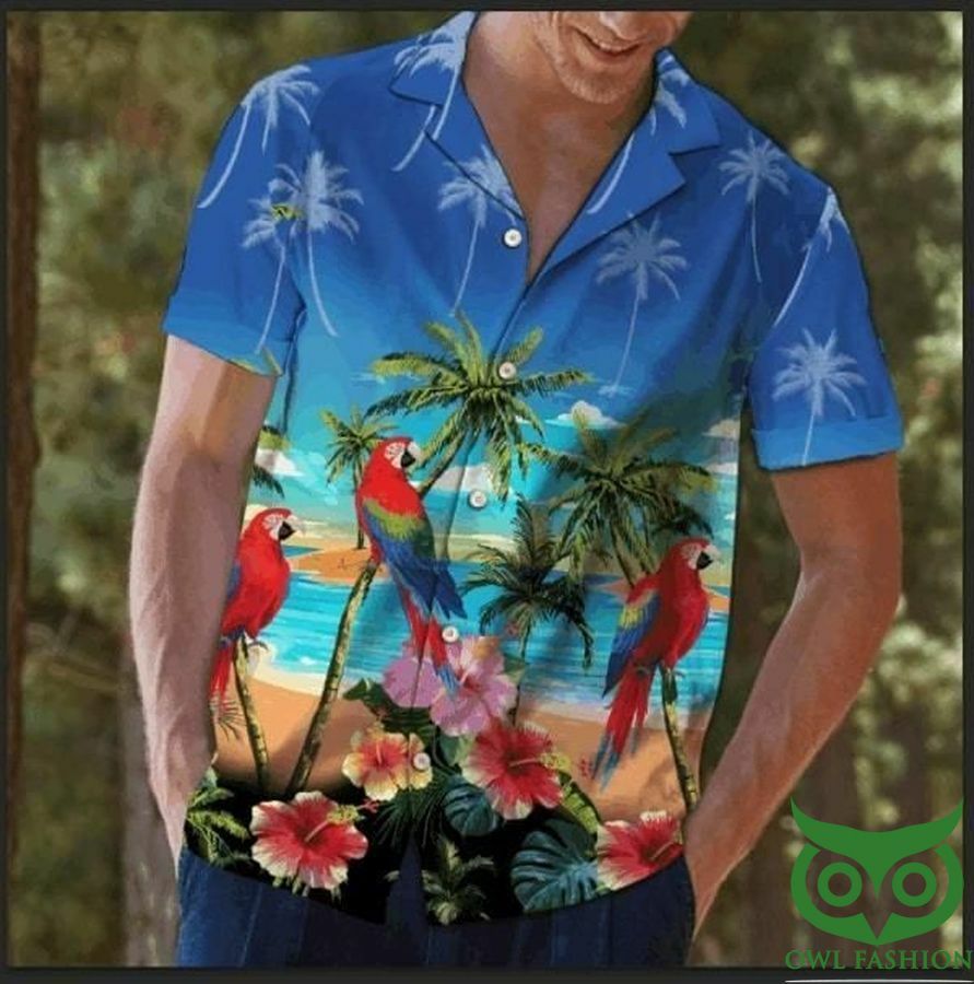 Orange Parrot On View Hawaiian Shirt