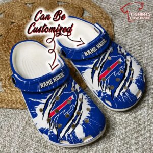 Buffalo Bills Football Ripped Claw Crocs Shoes PB