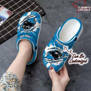 Carolina Panthers Football Ripped Claw Crocs Shoes UK