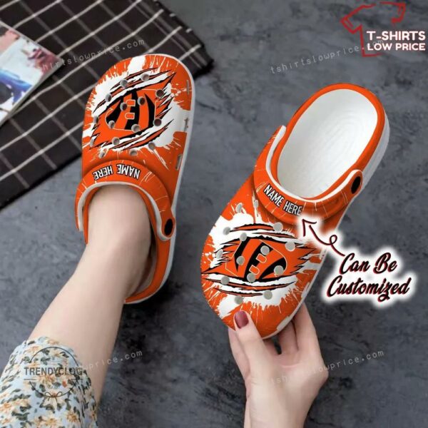Cincinnati Bengals Football Ripped Claw Crocs Shoes AN