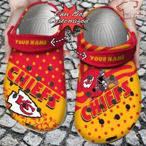 Name Logo Football Kansas City Chiefs Team Polka Dots Colors Crocs Shoes UU