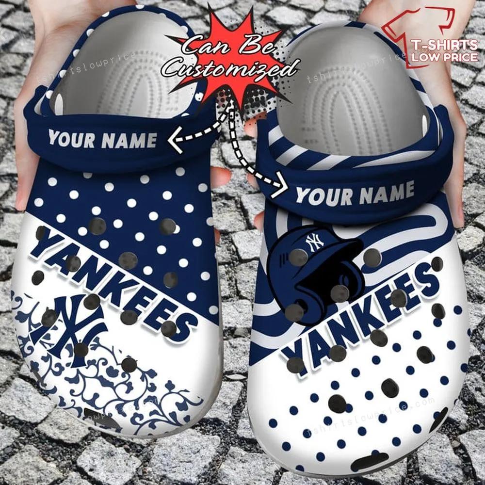 New York Yankees Team Polka Dots Colors Crocs Shoes BG