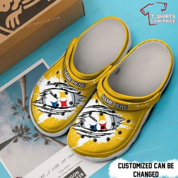 Pittsburgh Steelers Football Ripped Claw Crocs Shoes TW