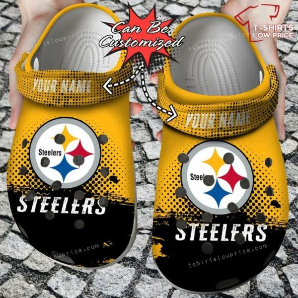 Pittsburgh Steelers Half Tone Drip Flannel Crocs Shoes BU