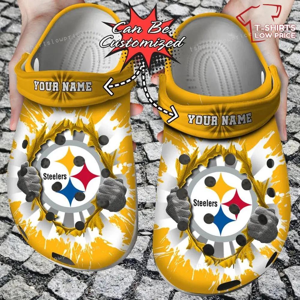 Pittsburgh Steelers Hands Ripping Light Crocs Shoes RH