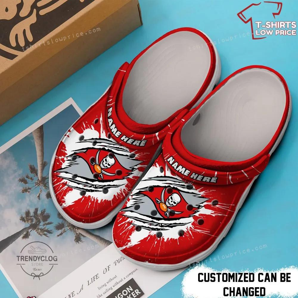 Tampa Bay Buccaneers Football Ripped Claw Crocs Shoes EE