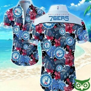 Philadelphia 76Ers Floral Pink And Blue Hawaiian Shirt