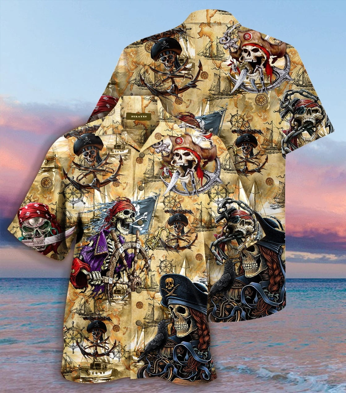 Pirate Skull Hawaiian Shirt Beach Summer Outfit