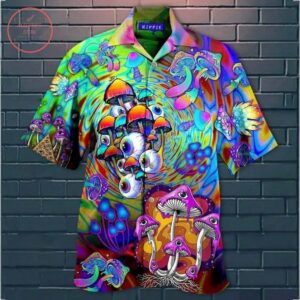 Psychedelic Art Magic Mushroom Trippy Hippie Hawaiian Shirt