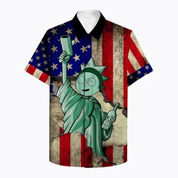 Rick And Morty Statue Of Liberty Flag Hawaiian Shirt
