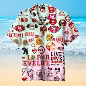 San Francisco 49Ers Stitching Hawaiian Shirt