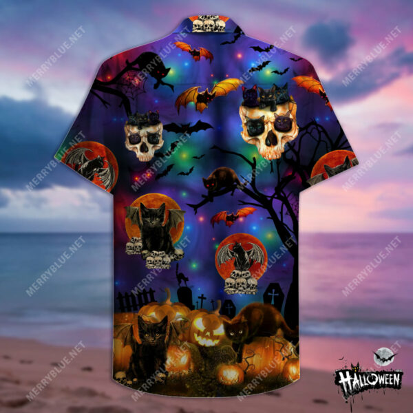 Scary Black Cat Hawaiian Shirt Beach Summer Outfit