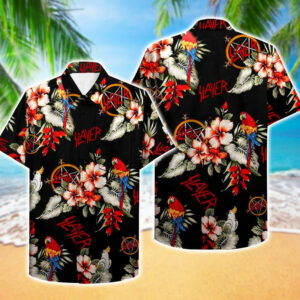 Slayer Tropical Flower And Parrot Hawaiian Shirt