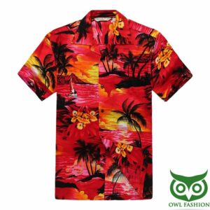 Sunset Red Tropical Sunset View Hawaiian Shirt