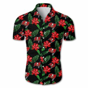 Tampa Bay Buccaneers Floral Button Up Hawaiian Shirt