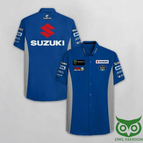 Team Suzuki Ecstar Blue And Gray Monster Hawaiian Shirt