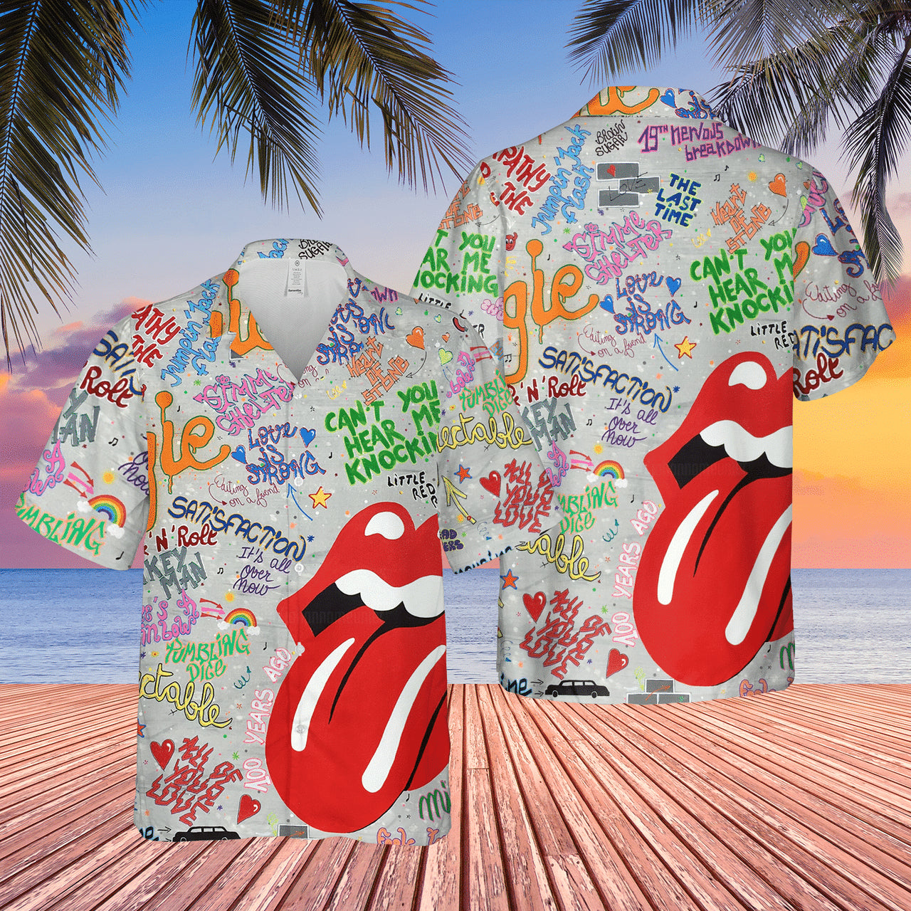 The Rolling Stones Songs Tongue Hawaiian Shirt