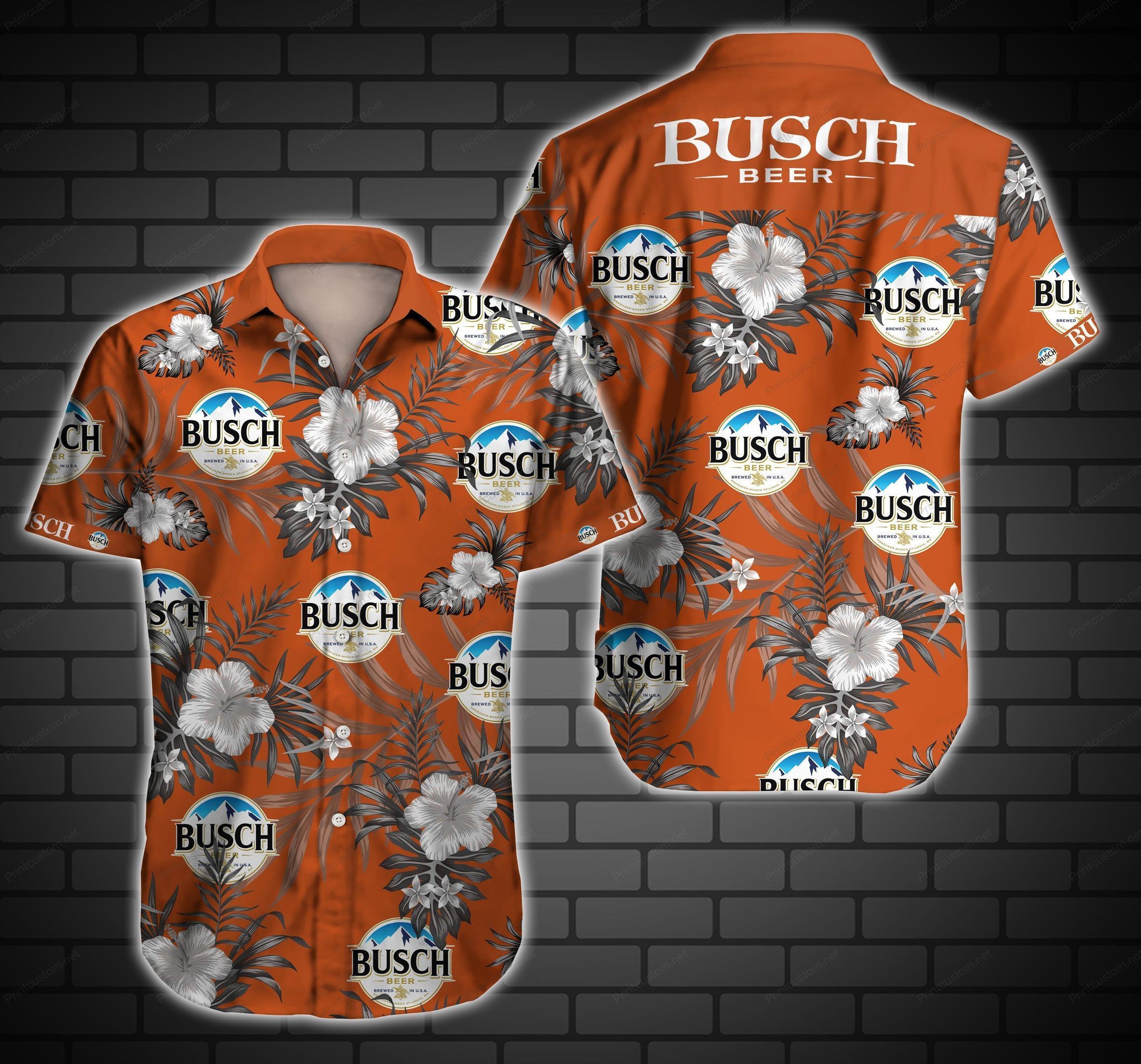 Tlmus Busch Beer Tropical Hawaiian Shirt