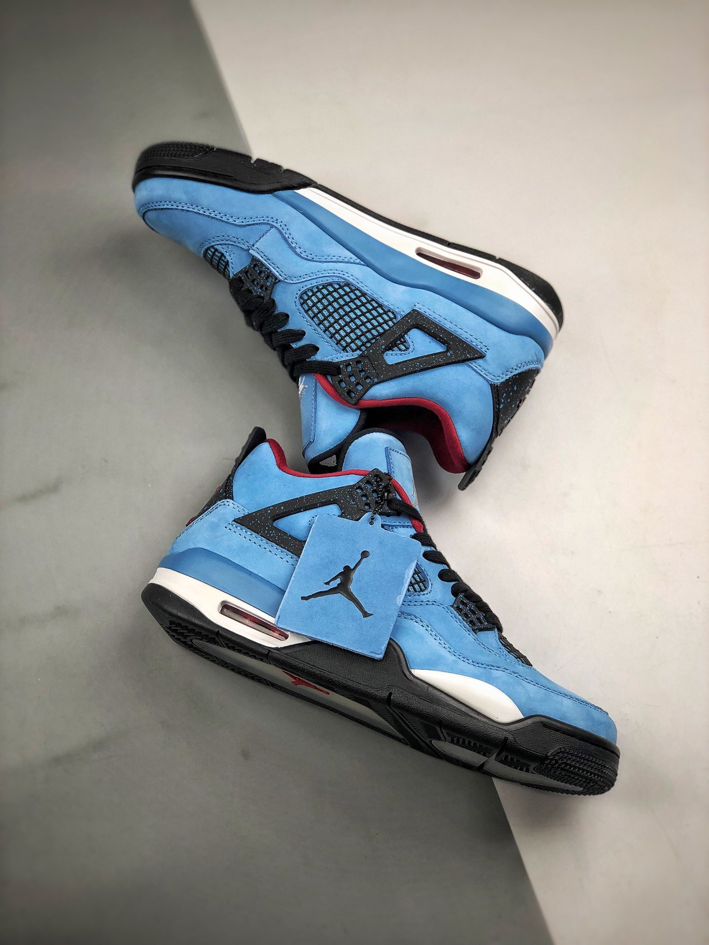 Travis Scott x Air Jordan 4 Houston Oilers University Blue Varsity Red-Black For Sale