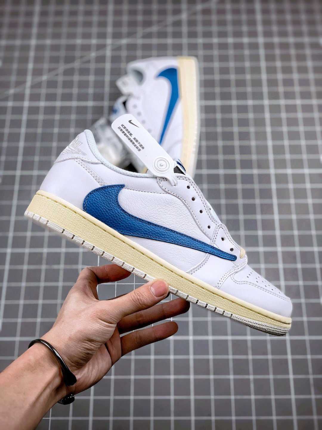 Travis Scott x fragment x Air Jordan 1 Low OG White Blue Sail For Sale